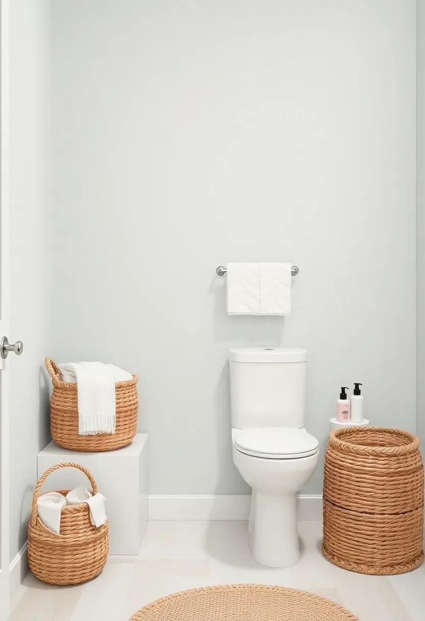 Chic storage Baskets to Organize Towels and Toiletries Elegantly